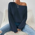 thumbnail image 7 of AGWOLF Off the Shoulder Sweater for Women Lightweight Lantern Long Sleeve Ribbed Knit Blouse Pullover Oversized Solid Basic Jumper, 7 of 7