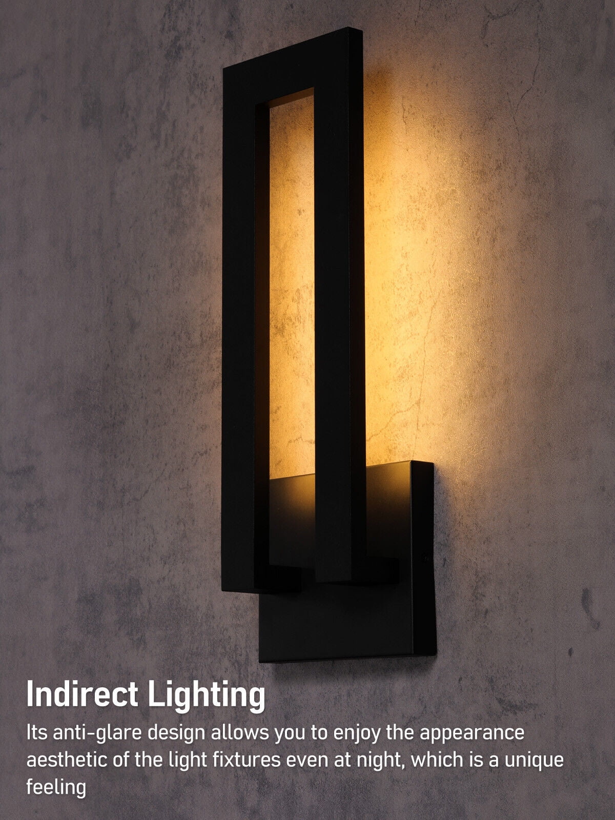 2 Pack LED Outdoor Wall Sconce, Matte Black Aluminum Exterior Lighting Fixtures, 3000K Warm White