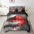 thumbnail image 2 of Erosebridal Glitter Lips Bedding Sets Twin Size,Bling Sparkling Comforter Sets with Sheets,Grey Red Bed in a Bag Twin size,Ultra Soft Sparkle Room Decoration,Reversible,7-Piece, 2 of 6