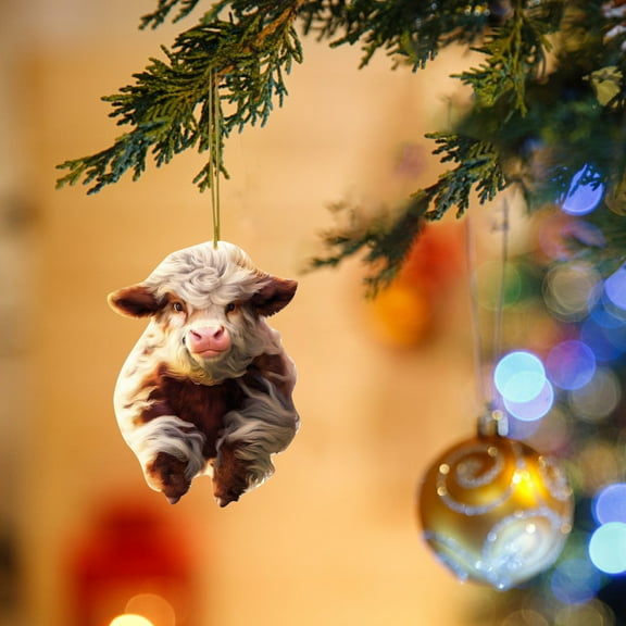 zhmrfg Christmas Decorations-Acrylic Cow Decoration Pendant, Cute Handcrafted Farm Animal Ornament for Christmas Tree, Door, Car Mirror, and Holiday Gift Giving, Perfect for Farmhouse Decor Lovers