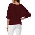 thumbnail image 3 of Plus Size Women's V Neck T Shirt: Batwing Sleeve, Loose Fit, Solid Color, Comfortable, 3 of 5