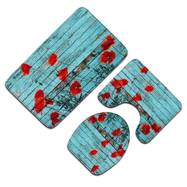 Billuyoard Juego de 3 alfombrillas de baño suaves y cómodas con función antideslizante, juego de tapa de inodoro fácil de limpiar Juegos de accesorios de baño 45cmx75cm