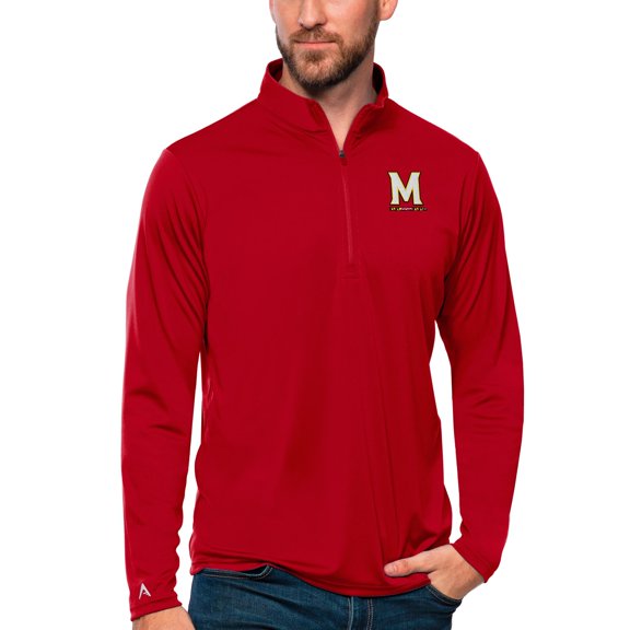 Men's Antigua Red Maryland Terrapins Tribute Quarter-Zip Top