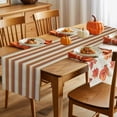 thumbnail image 5 of Fall Table Runner Thanksgiving Orange Stripes Table Runners Autumn Brown Striped Cotton Linen Dresser Scarf Kitchen Dining Table Decor for Fall Holiday Party Decor 13x90 Inch, 5 of 9