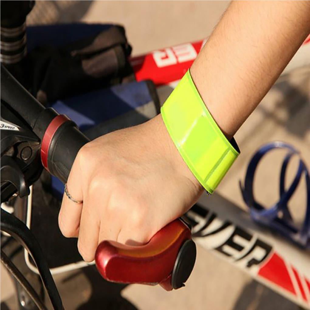 Fluorescent Y Set of 10 High Visibility Reflective Slap On Wrist & Ankle Bands 