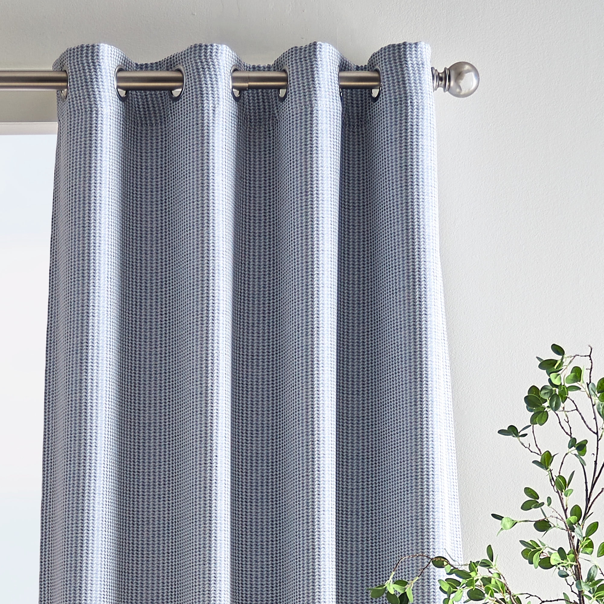 Martha Stewart Rivington Jacquard Curtain Panel Pair, Thermal Blue, Grommet, Lined, Room Darkening, Indoor, Adult, 2 Piece Set, 50" x 95"
