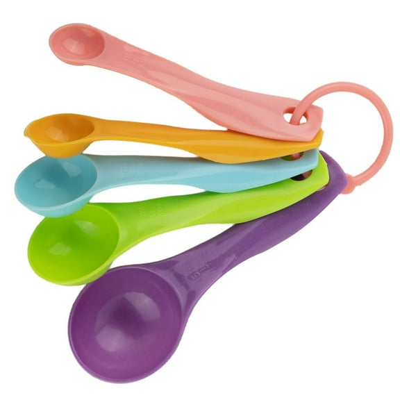 Wodtesl 5Pcs/set Lovely Colorful Plastic Measuring Cups Measure Spoon 1ml 2.5ml 5ml 7.5ml 15ml Teaspoons/tablespoons Kitchenware