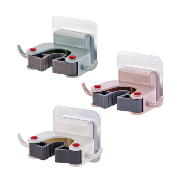 LACKUST Bathroom Hooks for Shower,Wall Mounted Mop Organizer Brush Broom-Hanger Storage Rack Hook 3Pcs,Multicolor