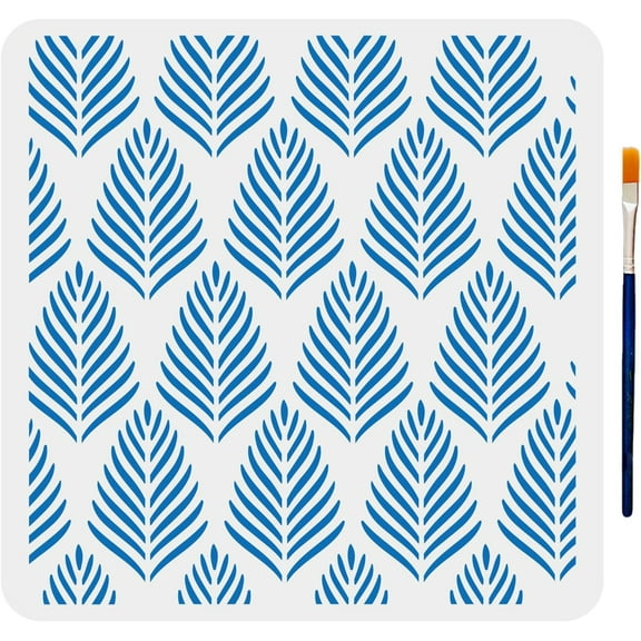 Leaves Templates Abstract Leaf Stencil Reusable Leaf Painting Stencil 11.8×11.8inch with Paint Brush Botanical Wall Art Home Decor Painting on Floor/Wall/Tile/Furniture