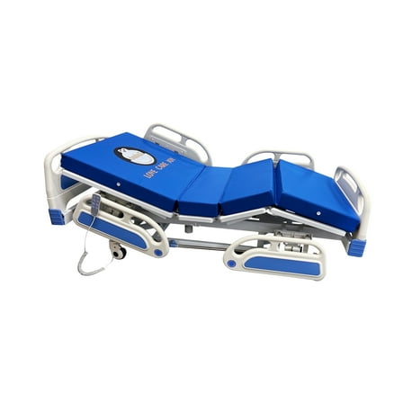 electric hospital bed with high-density foam mattress and individual foldable ABS rails