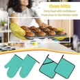 thumbnail image 5 of Balery Teal Turquoise Pattern Oven Mitts and Pot Holders 4 pcs Set, Kitchen Oven Glove High Heat Resistant 500℉ Oven Mitts with Non-Slip Silicone Surface, 5 of 6
