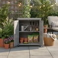thumbnail image 2 of Jopath Wooden Outdoor Storage Cabinet,Potting Bench Table with Metal Top & 2 Tier Storage Shelves,Garden Workstation for Yard,Garden,Gray, 2 of 8
