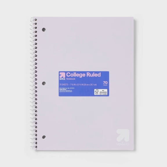 College Rule Spiral Notebook 7.5"x9.75" Poly Cover 70 Sheets Pastel Purple