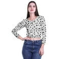 thumbnail image 4 of Moomaya Crop Top à Manches Longues Col Rond Imprimé pour Femmes T-Shirt en Jersey de Coton, 4 of 4