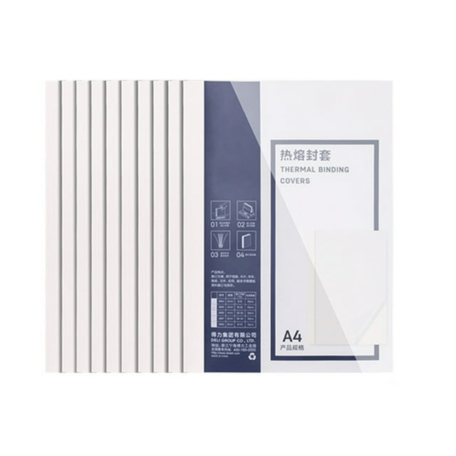 10PCS A4 Hot Melt Thermal Binding Cover, Transparent Front Cover and White Back Cover