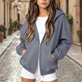 thumbnail image 2 of Quealent Girls Kids Zip Up Hoodies Double Zipper Hooded Sweatshirt with Pockets Zipper Hoodies Soft Oversized Long Sleeve Fall Winter Back to School Clothes (Dark Gray, 11-12 Years), 2 of 7
