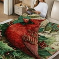 thumbnail image 2 of Creowell Cardinal Holly Leaves Warm Cozy Decorative Blanket 50*60in, 2 of 7