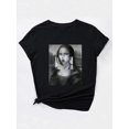 thumbnail image 4 of T-Shirt Décontracté à Manches Courtes Col Rond Imprimé Art Vif - Tissu Polyester Extensible Moyen Doux, Lavable en Machine, Motif Portrait Aléatoire, Printemps/été/automne - Vêtements de Sport pour Femmes, 4 of 8
