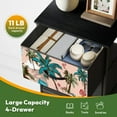 thumbnail image 5 of 4 Drawer Vertical Storage Dresser Tropical Hawaii Surf Beach Pink Palm Tree Beach men Playing with Wood Top Fabric Pull Drawers, 5 of 8
