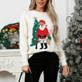 thumbnail image 4 of DailyTrove Women's Santa Claus Print Sweater, Long Sleeve, Christmas Holiday & Party Wear, Soft Wool Blend, Plus Size Friendly, 4 of 6