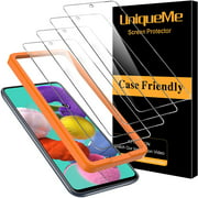 [4 Pack] UniqueMe Screen Protector for Samsung Galaxy A51 Tempered Glass, [Case Friendly] 9H Hardness [Alignment Frame