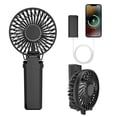 thumbnail image 1 of HandFan Ventilador portátil de mano, ventilador de mano 2 en 1, funciona con batería recargable de 5200 mAh, ventilador de maquillaje plegable personal, ventilador de refrigeración portátil para viaje, 1 of 5
