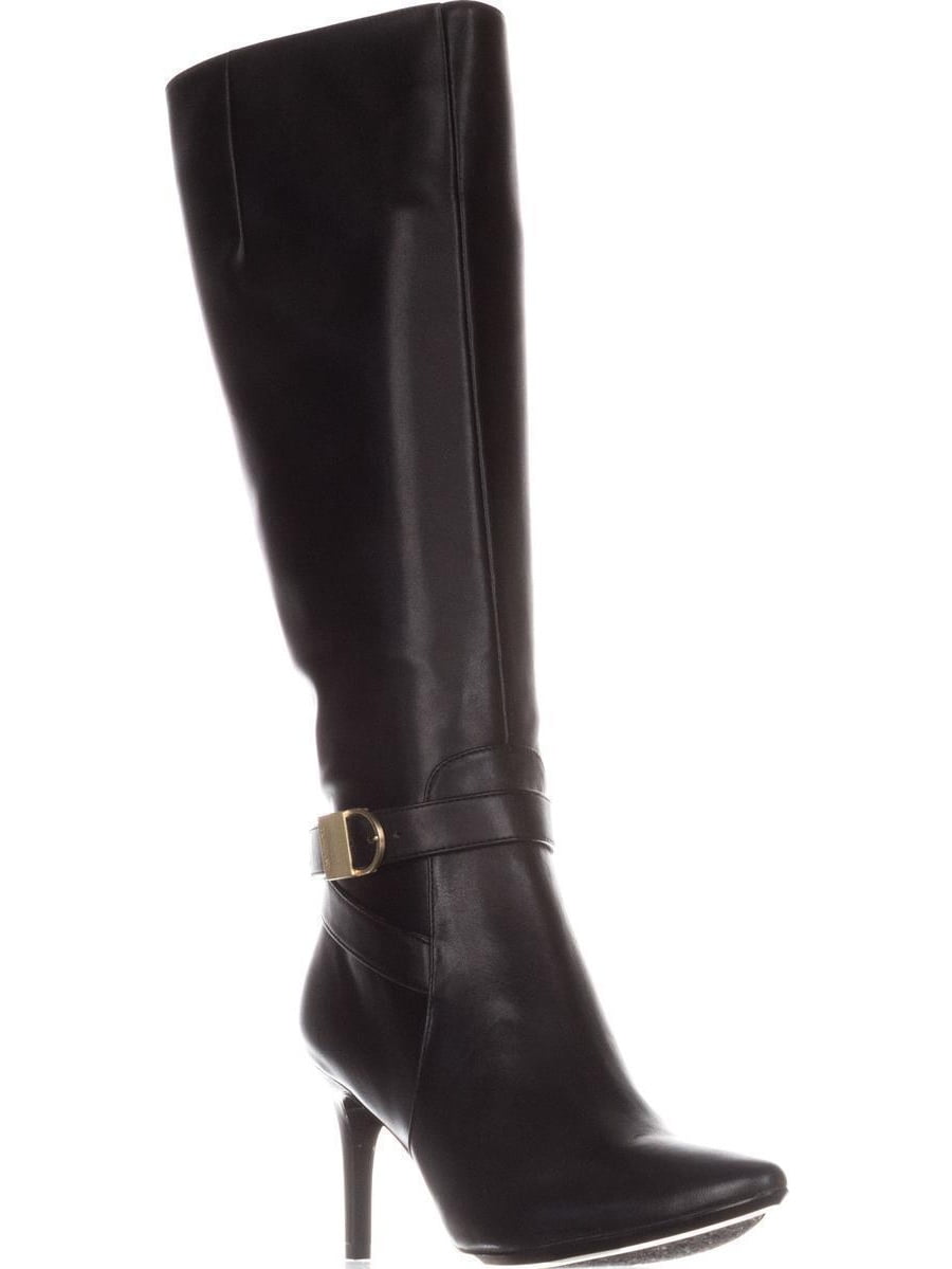 Womens Calvin Klein Jemamine Knee-High Fashion Boots, Black Leather ...