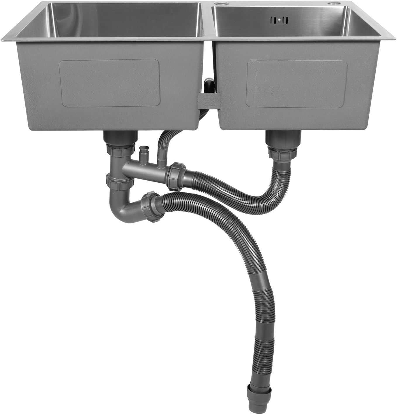 30"x17" Double Bowl Kitchen Sinks 304 Stainless Steel Kitchen Sink Drop in Sink Undermount 2 Bowl Utility Sink RV Bathroom Sinks With Drain For Kitchens Terraces Farms