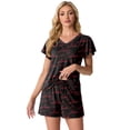 thumbnail image 5 of MINTREUS Women's Knit Pajamas Set Ruffle Sleeves Sleepwear Casual 2 Piece Pjs Soft Loungewear with Pockets, 5 of 5