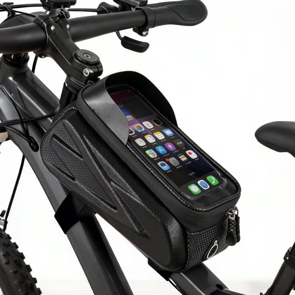 cyrico Bike Bag, Waterproof Bike Phone Front Frame Bag, EVA Hard Shell Top Tube Bag, Cycling Storage Pouch for Road Bike and MTB, Bike Accessories for Phones Under 7 Inches
