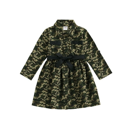

Ma&Baby Kids Baby Girls Dress Long Sleeve Windbreaker Wind Camouflage One-Pieces Dresses