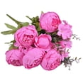 thumbnail image 3 of Ramo de peonías artificiales de seda estilo europeo vintage para decoración de bodas. Rosa caliente, 3 of 8