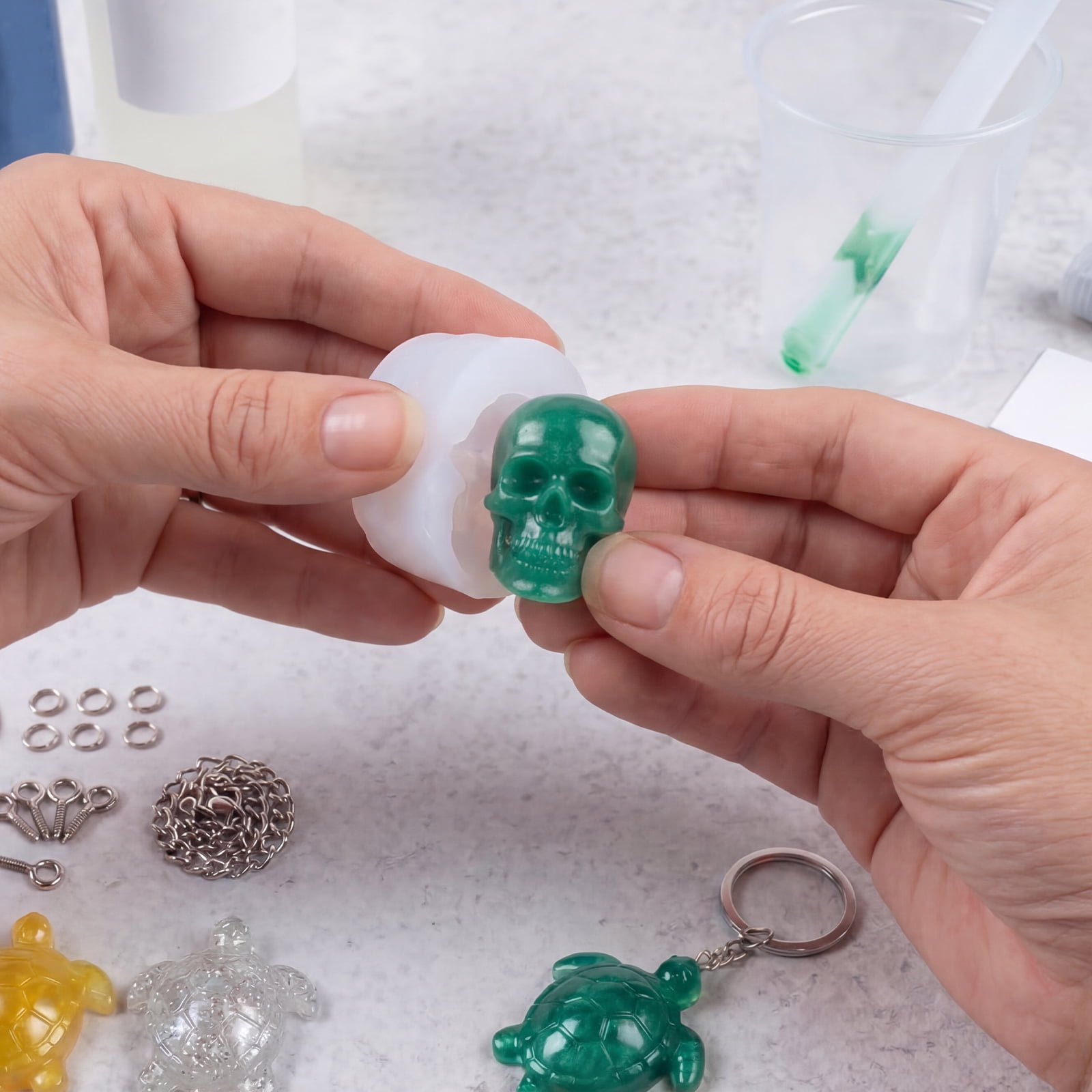 24Pcs Skull and Turtle Shape Resin Molds, 3D Animal Silicone Molds for Epoxy Resin, Large Sea Turtle Marine Art Silicone Resin Molds for Craft, Ocean Theme Night Lights, Home Decor