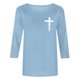 thumbnail image 4 of Mujeres Tres Cuartos de Manga Tops Moda Impresa Suelta Casual Cuello Redondo Suéter Blusa con Mangas 3/4, Mezcla de Poliéster para el Uso Diario de Verano, 4 of 5