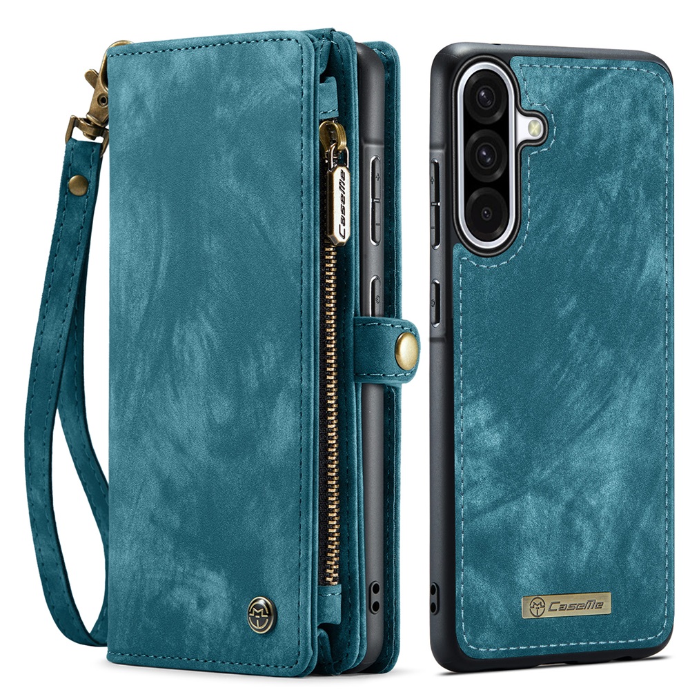 CaseMe Leather Case for Samsung Galaxy A56,2 in 1 Detachable Wallet Case with 8-Card Holder Zipper Bills Slot,Magnetic Shockproof Flip Leather Cover Zipper Pocket Phone Cases,Blue,For Galaxy A56