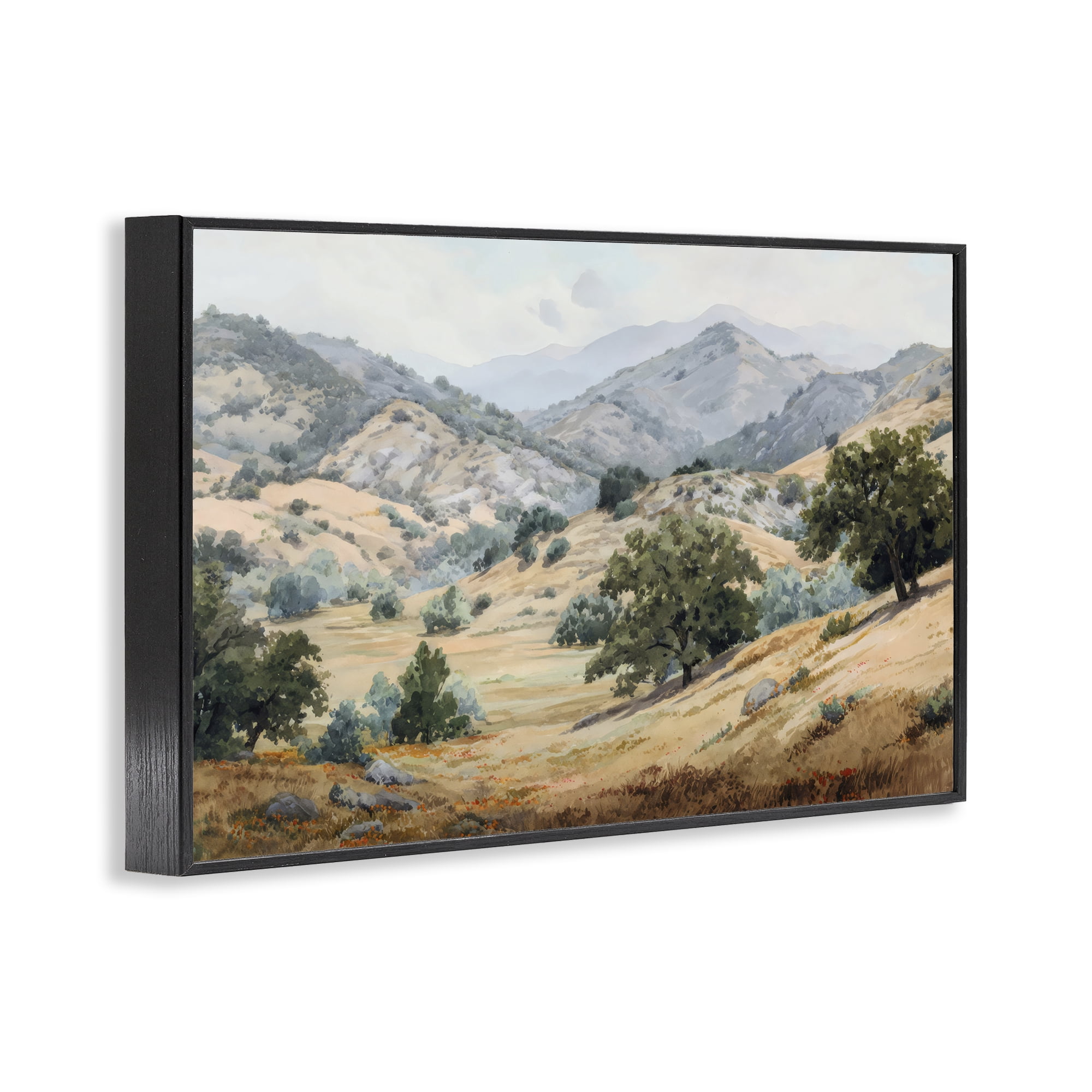 Stupell Industries Mountains and Trees Valley View Black Framed Giclee Art, design by Petal Prints Design
