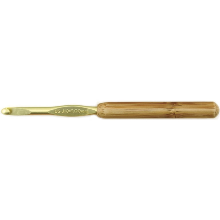Susan Bates Bamboo Handle/Silvalume Head Crochet Hook 5.5