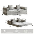 thumbnail image 2 of Convertible Futon Sofa Bed, 78.5" Chenille Floor Couch, 3-Seater Fold-Out Sofa Couch with 2 Throw Pillows for Living Room Bedroom Guest Room, Light Grey, 2 of 7