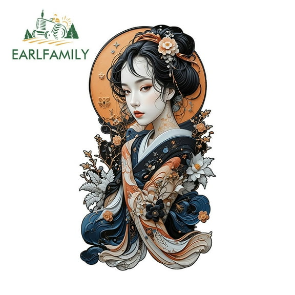 EARLFAMILY 5.1" Japanese Samurai Female Car Sticker Personality Scratch-Proof Vinyl Decals Suitable for Motorcycle Surfboard Laptop Windows Bumper