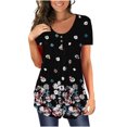 thumbnail image 1 of Moda Mujer Causal Rounk Cuello Impresión Blusa Manga Corta Camiseta Verano Tops Fridja bn5454, 1 of 7