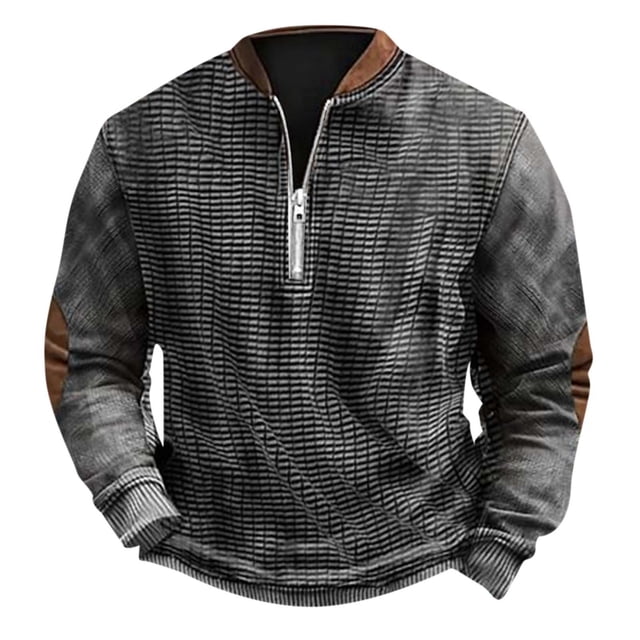 2024 Automne Hiver Mode Homme Décontracté Imprimé Numérique 3D Demi-Fermeture à Glissière Col Rond Chandail en Molleton Sans Capuche Imitation Tricoté Tissu Confortable
