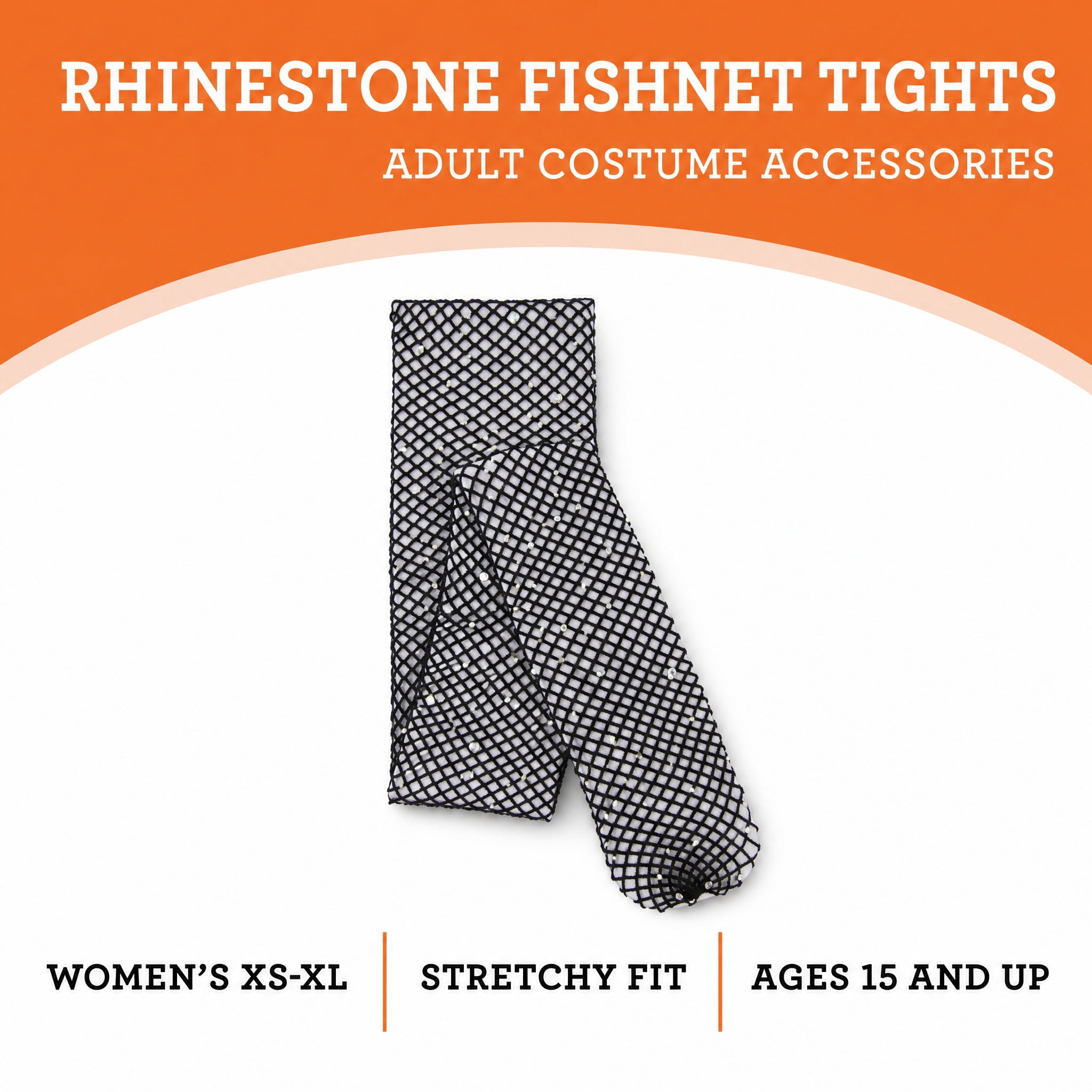 Rhinestone Fishnet Tights Costume Accessory for Adults, Black, XS-XL, Halloween by Way To Celebrate