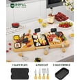 thumbnail image 5 of Extra Large Bamboo Charcuterie Boards - Large Charcuterie Board Set w/ 3 Sauce Bowls, 4 Knives & Slate Plate - Unique Cheese Board & Serving Tray with Bread & Butter Plates - Ideal Housewarming Gift, 5 of 9