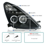 Spec-D Tuning Black LED Dual Halo Projector Headlights Compatible with 2000-2005 Toyota Celica, Left + Right Pair Headlamps Assembly