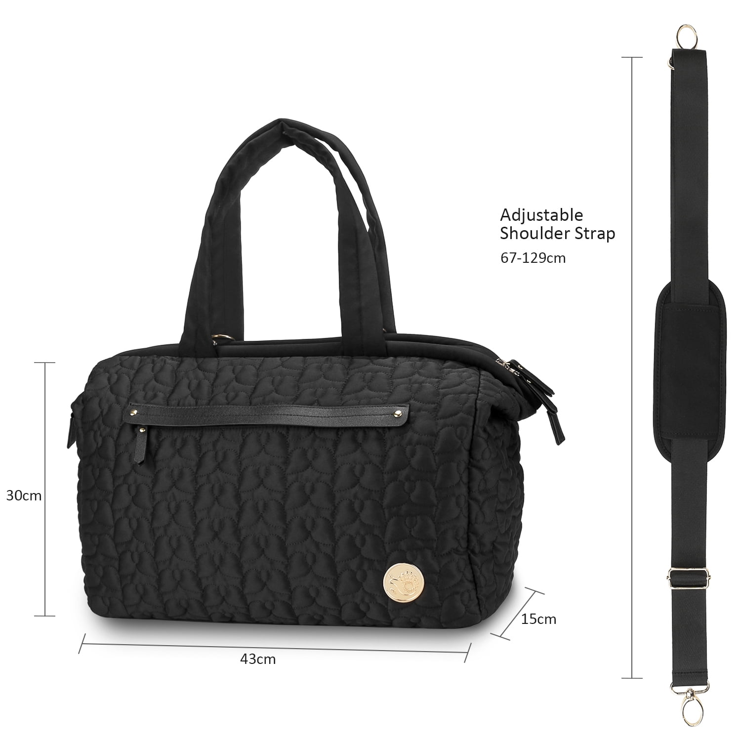 Lmbabter Versatile Herringbone Fabric Large Tote Diaper Bags, Gray