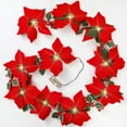 thumbnail image 3 of Guirnalda navideña de flores de Pascua con luces LED rojas de 2 m, guirnalda de luces LED artificiales, funciona con pilas, resistente al agua, ideal para fiestas temáticas navideñas, decoración de, 3 of 8