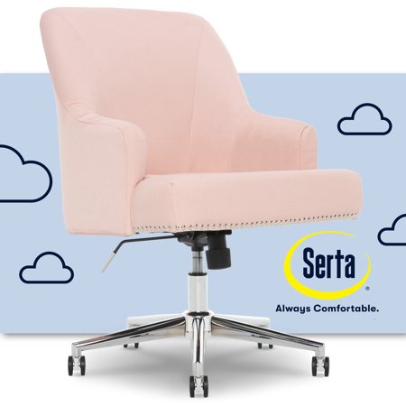 UPC: 0887909056280 | Serta Leighton Fabric Mid Back Home Office Chair with Arms  250 lb. Capacity  Blush Pink