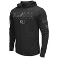 thumbnail image 2 of Men's Colosseum Black Kansas Jayhawks Big & Tall OHT Military Appreciation Tango Long Sleeve Hoodie T-Shirt, 2 of 4