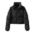 thumbnail image 3 of Color Women's Stand Collar Zipper Pocket Thick Warm Jacket Ladies Short down Jacket Women Short down Coat Winter plus Size Coats for Women Dressy for Women off Door down Coat Jacket for Lady Utility, 3 of 3