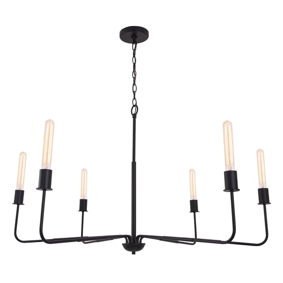 Modern Farmhouse 6-Light 1-Tier Black Kitchen Island Chandelier